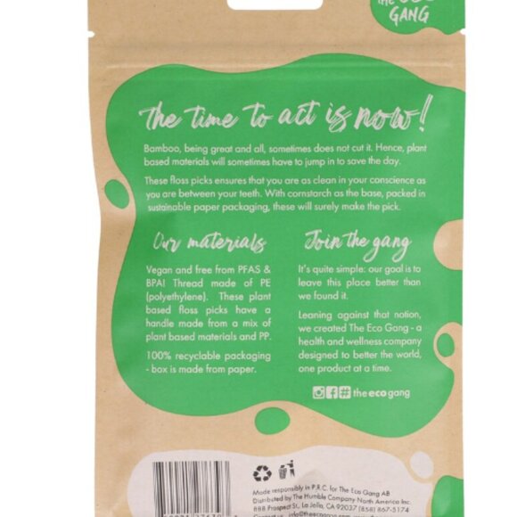 3 Pack Eco Gang Mint Floss Picks 50 Count Per Pack 150 Picks *SPECIAL* - Picture 2 of 2